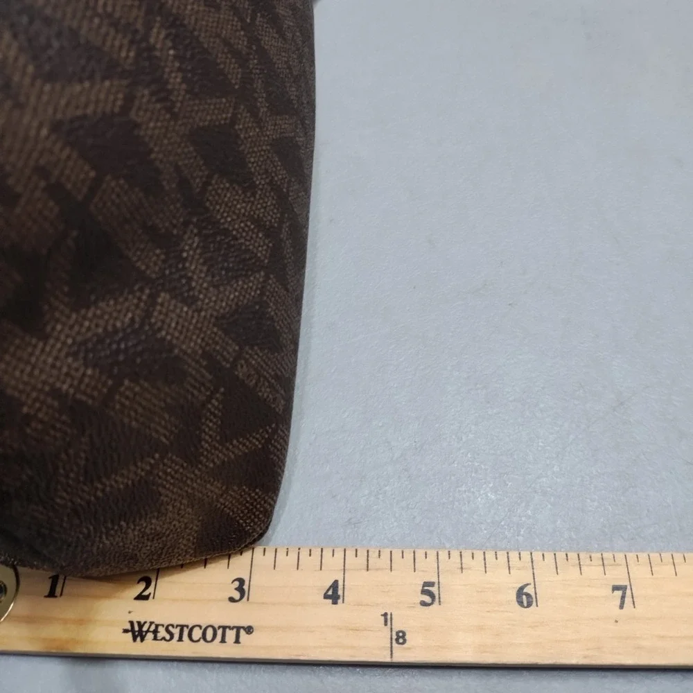 Michael Kors Jet Set Crossbody Bag Womens Brown Allover Logo Print Chain Strap